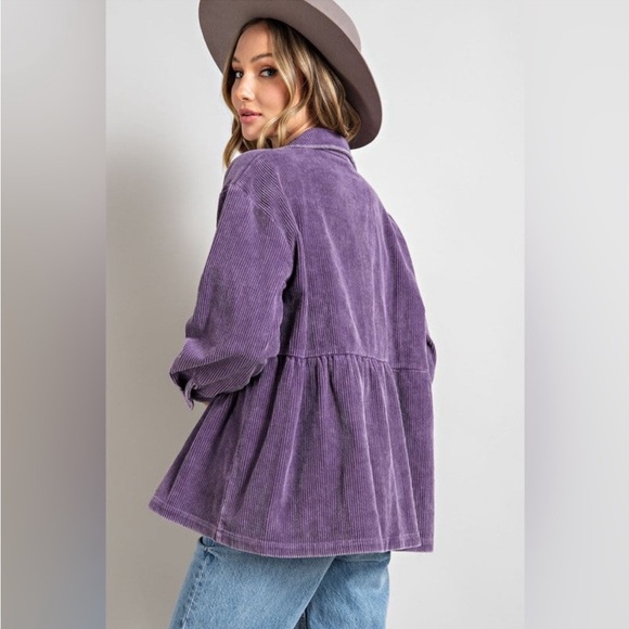 NWT!  Purple corduroy shacket, size women's small - Picture 3 of 9